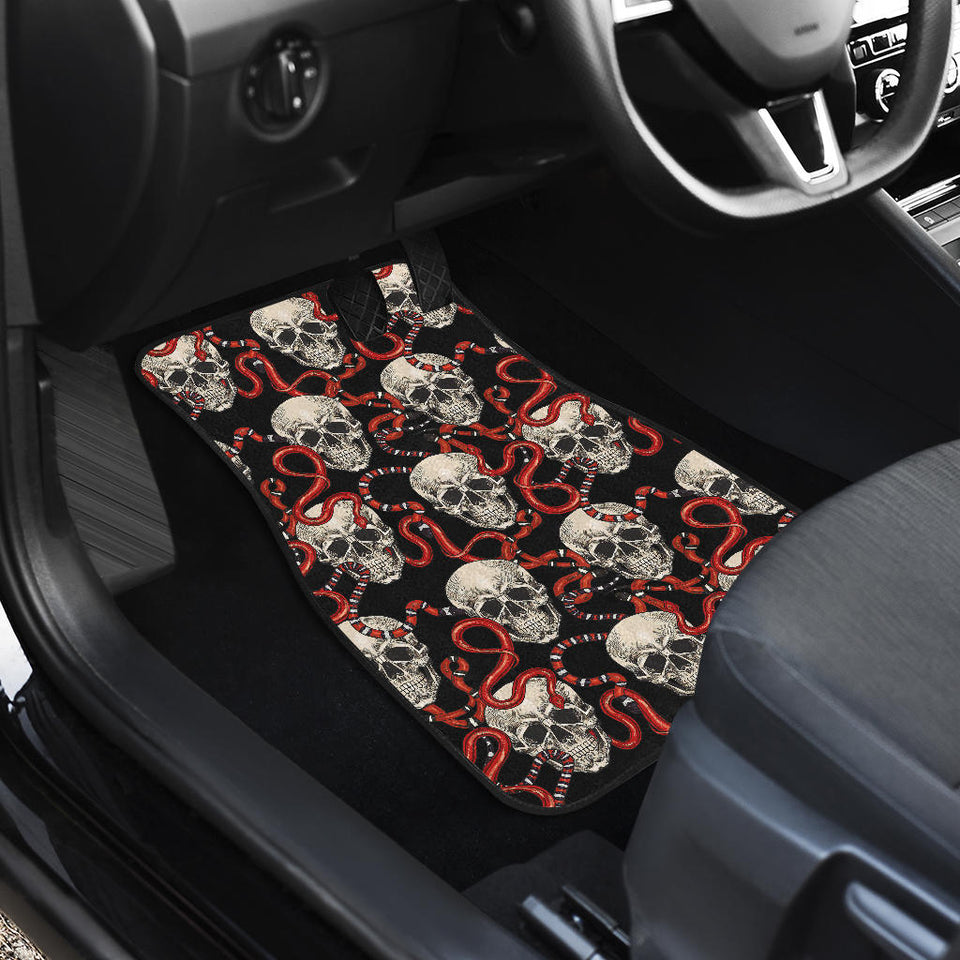 Red Snake Skull Pattern Front Car Mats