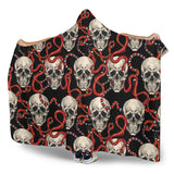 Red Snake Skull Pattern Hooded Blanket