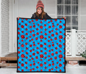 Ladybug Pattern Print Design 02 Premium Quilt