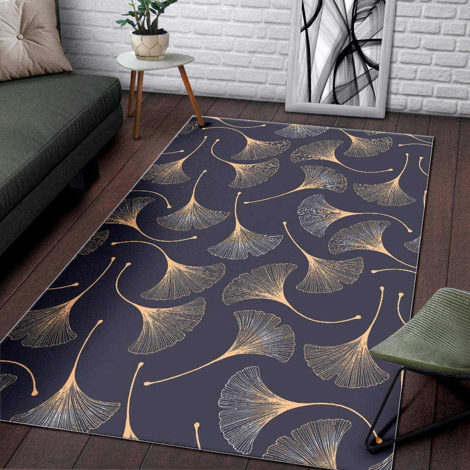 Gold Ginkgo Leaves Area Rug