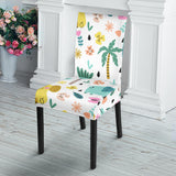 Cute Elephants Palm Tree Flower Butterfly Pattern Dining Chair Slipcover