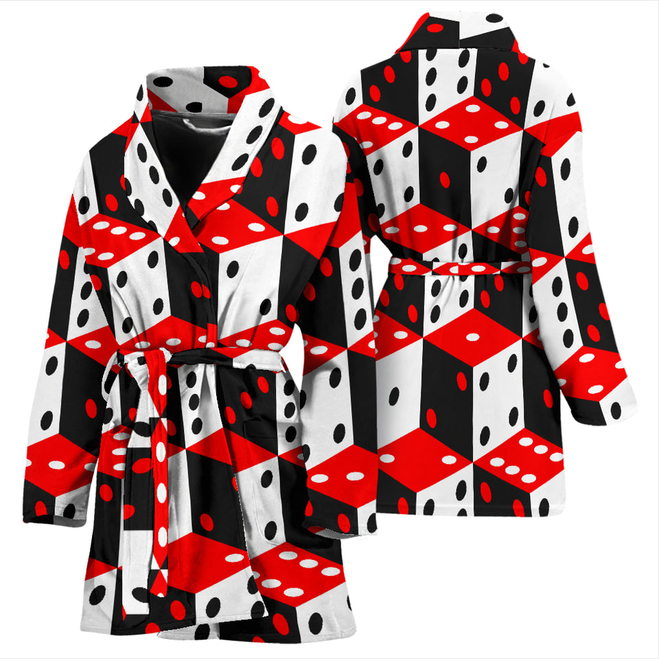 Dice Pattern Print Design 02 Women's Bathrobe