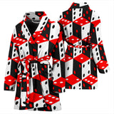 Dice Pattern Print Design 02 Women's Bathrobe