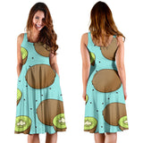 Kiwi Blue Background Sleeveless Midi Dress