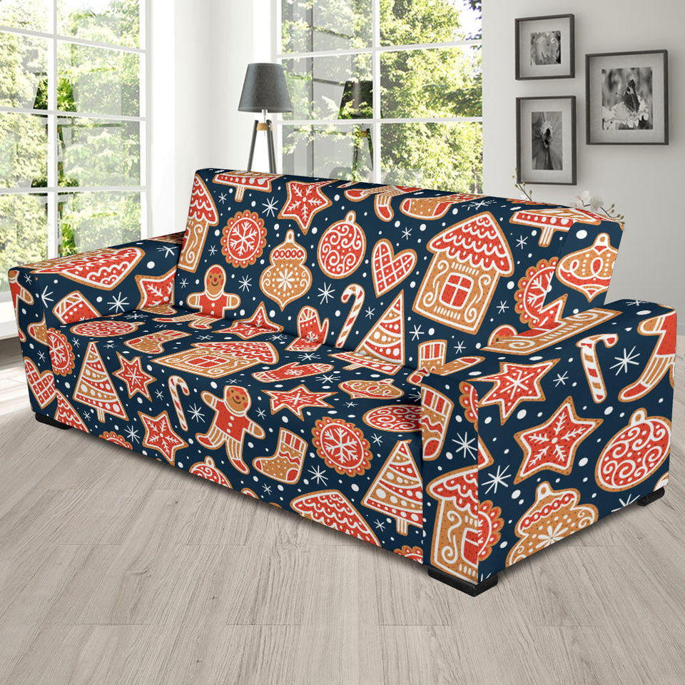 Christmas Gingerbread Cookie Pattern Sofa Slipcover