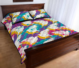 Colorful crow illustration pattern Quilt Bed Set