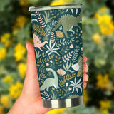 Dinosaurs Tropical Leaves Flower Pattern Tumbler