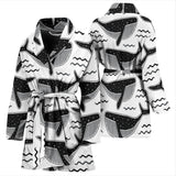 Black Whale Pattern Women'S Bathrobe
