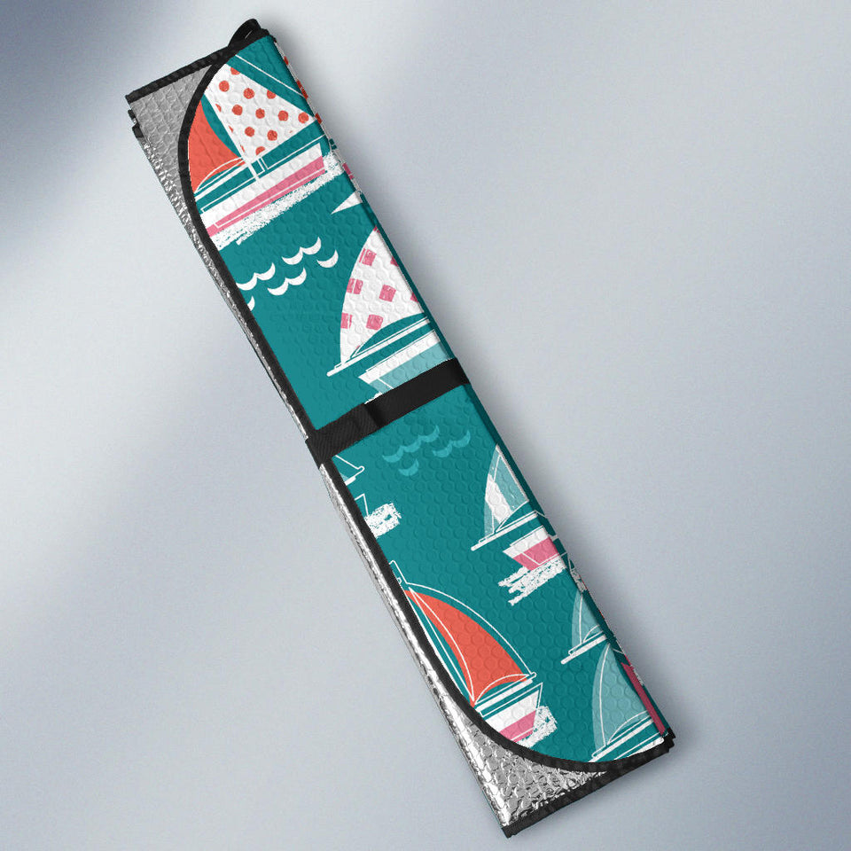 Cute Sailboat Pattern Car Sun Shade