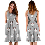 Bull Terrier Pattern Print Design 05 Sleeveless Midi Dress