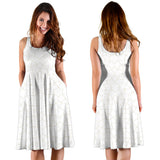 Arabic White Pattern Sleeveless Midi Dress