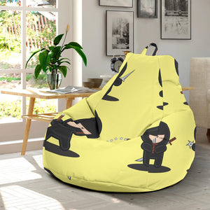 Cute Ninja Yellow Background Bean Bag Cover
