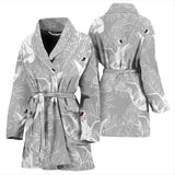 White Swan Gray Background Women'S Bathrobe