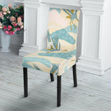 Bonsai Bamboo Stork Japanese Pattern Cream Theme Dining Chair Slipcover