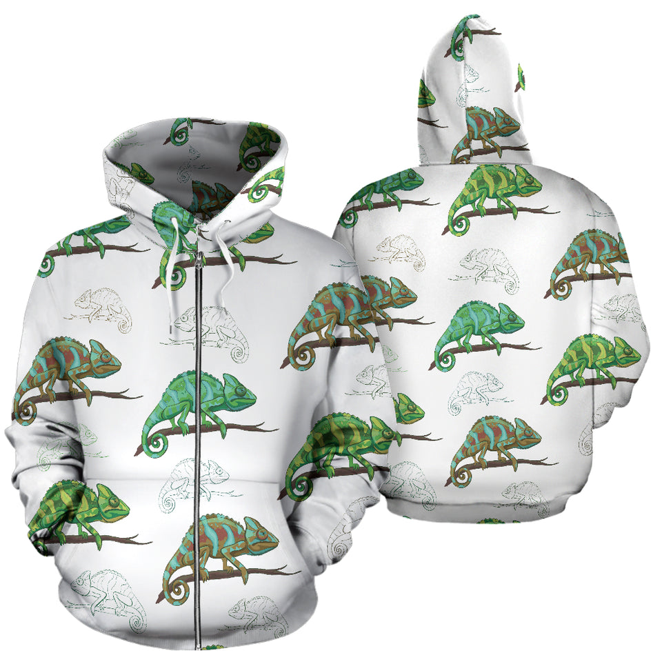 Chameleon Lizard Pattern Zip Up Hoodie