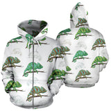Chameleon Lizard Pattern Zip Up Hoodie