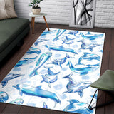 Watercolor Dolphin Pattern Area Rug