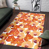 Orange Yellow Orchid Flower Pattern Background Area Rug