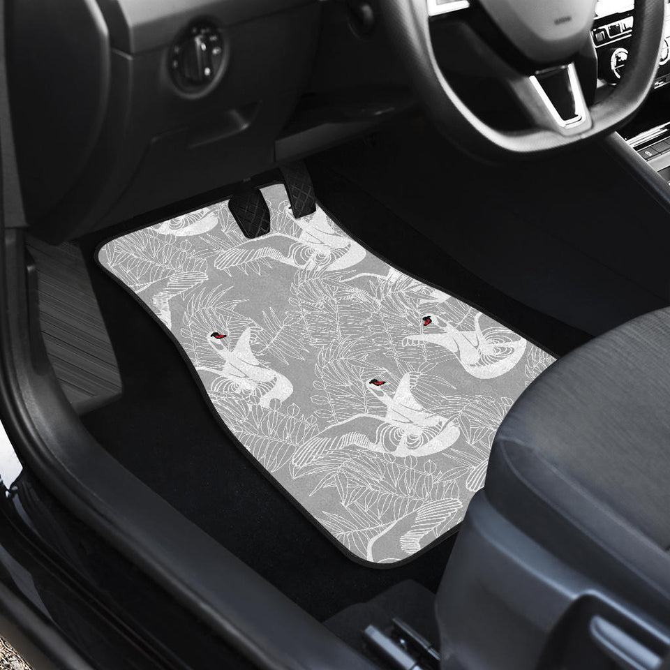 White Swan Gray Background Front And Back Car Mats