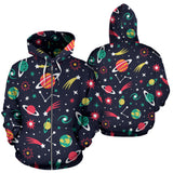 Colorful Space Pattern Planet Star Zip Up Hoodie
