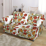 Red Tulips And Daffodils Pattern Loveseat Couch Slipcover