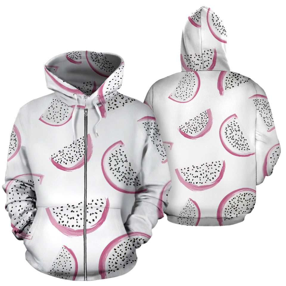 Dragon Fruit Pattern Zip Up Hoodie