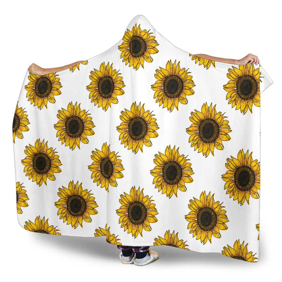 Sunflowers Design Pattern Hooded Blanket