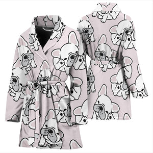 Cute French Bulldog Pattern Women'S Bathrobe