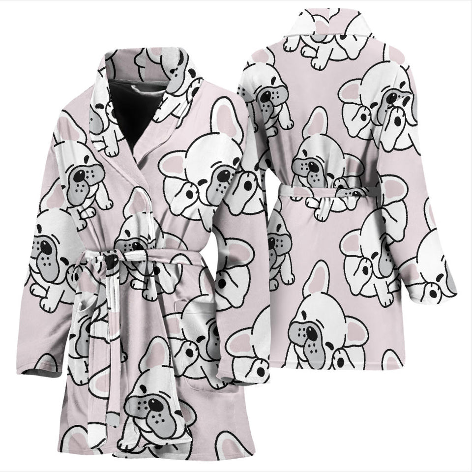 Cute French Bulldog Pattern Women'S Bathrobe