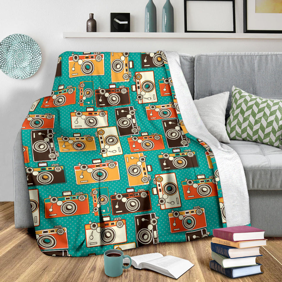 Camera Pattern Print Design 03 Premium Blanket
