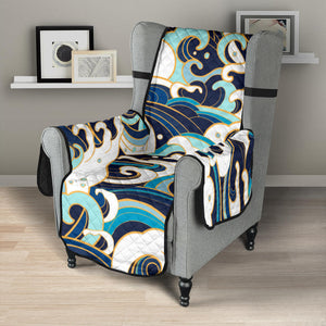 Japanese wave pattern Chair Cover Protector