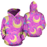 Moon Pink Rose Background Men Women Pullover Hoodie