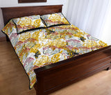 Cool Bee honeycomb leaves pattern Quilt Bed Set