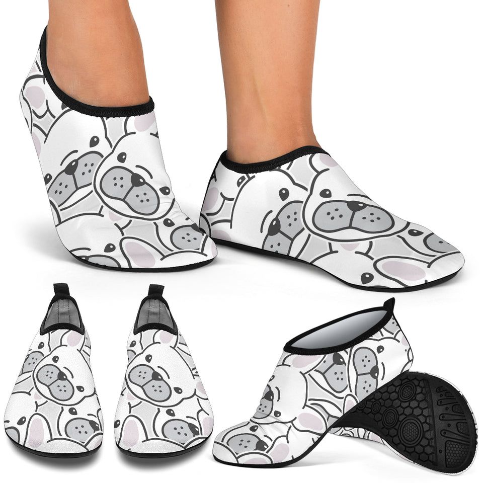 Cute French Bulldog Head Pattern Aqua Shoes