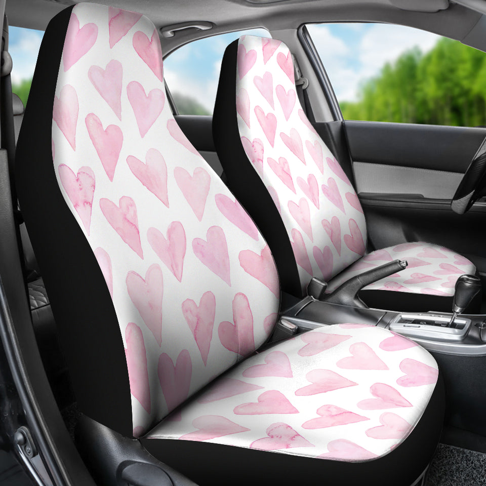 Watercolor Pink Heart Pattern Universal Fit Car Seat Covers
