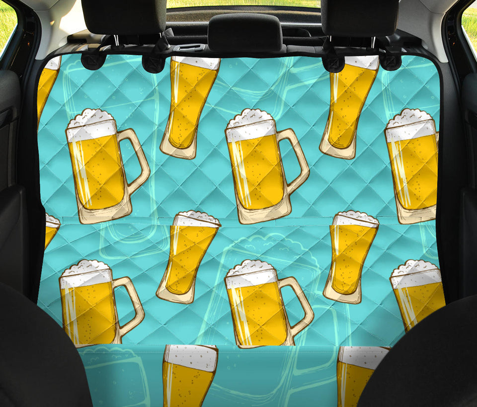 Beer Pattern Green Background Dog Car Seat Covers