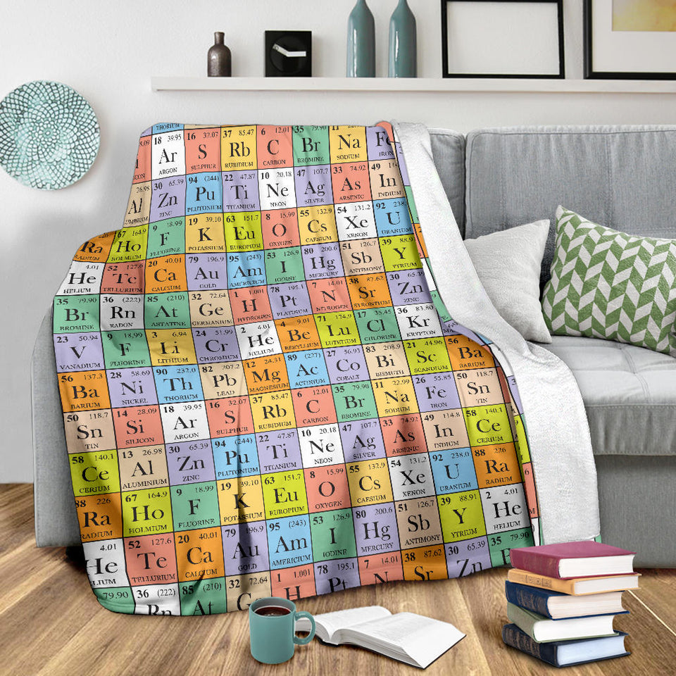 Chemistry Periodic Table Pattern Print Design 01 Premium Blanket