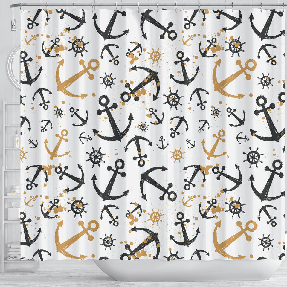 Anchors Rudders Pattern Shower Curtain Fulfilled In US