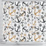 Anchors Rudders Pattern Shower Curtain Fulfilled In US