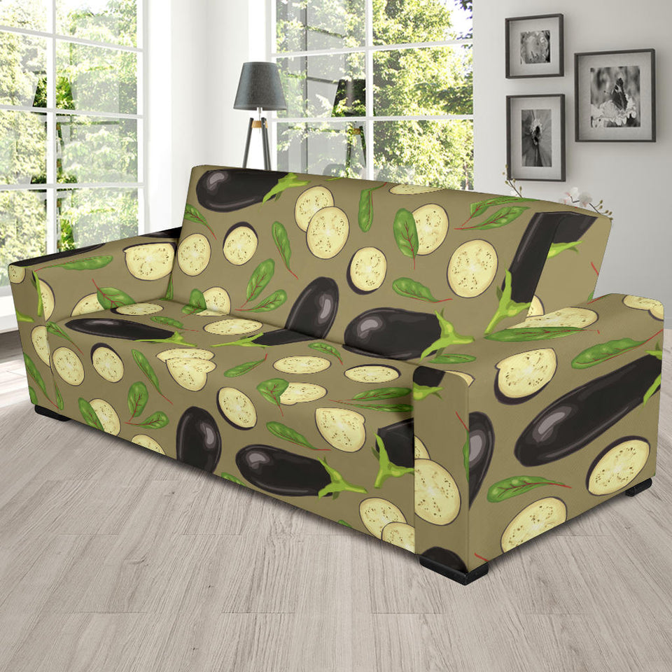 Eggplant Pattern Print Design 02 Sofa Slipcover