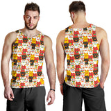 Colorful Maneki Neko Lucky Cat pattern Men Tank Top