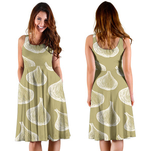 Garlic Design Pattern Sleeveless Midi Dress