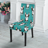 Hand Drawn Boston Terrier Dog Pattern Dining Chair Slipcover