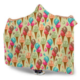 Colorful Ice Cream Pattern Hooded Blanket