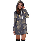 Gold Ginkgo Leaves Women'S Hoodie Dress