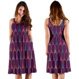 Eiffel Tower Pattern Print Design 05 Sleeveless Midi Dress