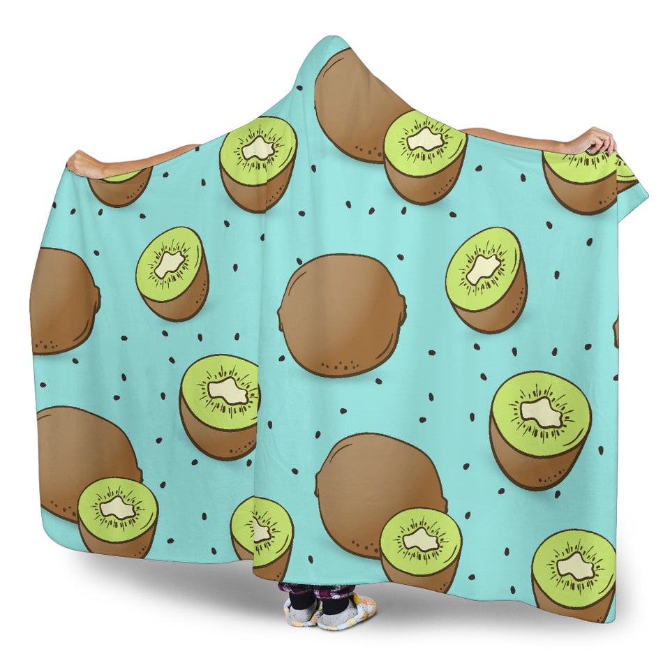 Kiwi Blue Background Hooded Blanket