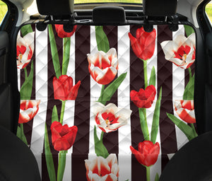 Red And White Tulips Pattern Dog Car Seat Covers