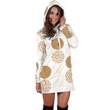 Gold Texture Mushroom Pattern Women'S Hoodie Dress