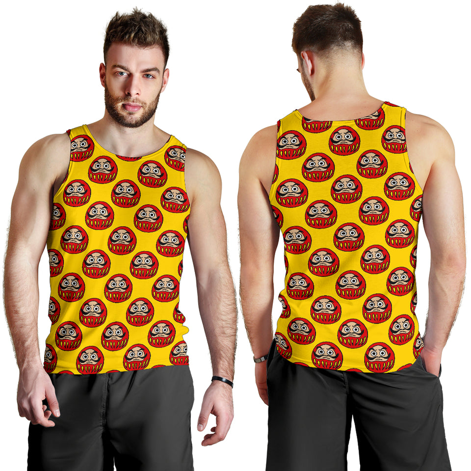 Daruma japanese wooden doll yellow background Men Tank Top